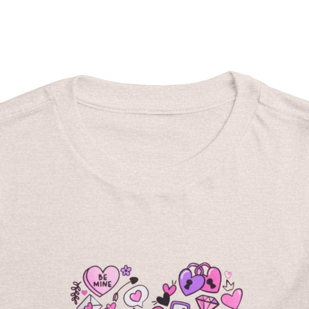 Toddler Tee — Pink Heart Doodle Design (Love, Kisses & Cute Icons)
