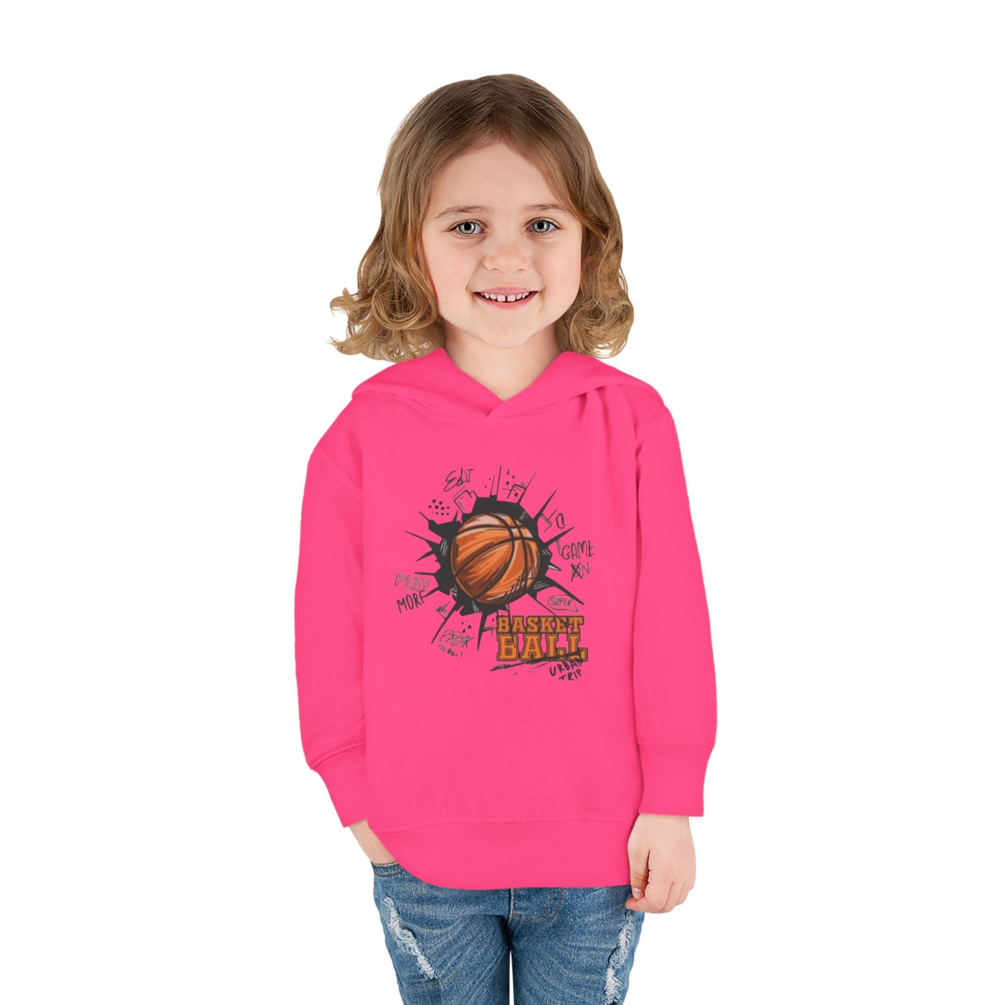 Toddler Basketball Hoodie – 'Ball' Graphic Pullover for Kids