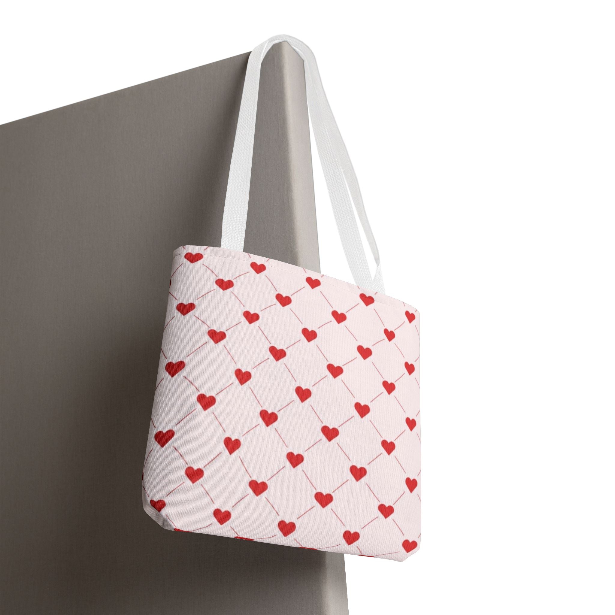 Heart Pattern Tote Bag — Pink Red Valentine Shopper