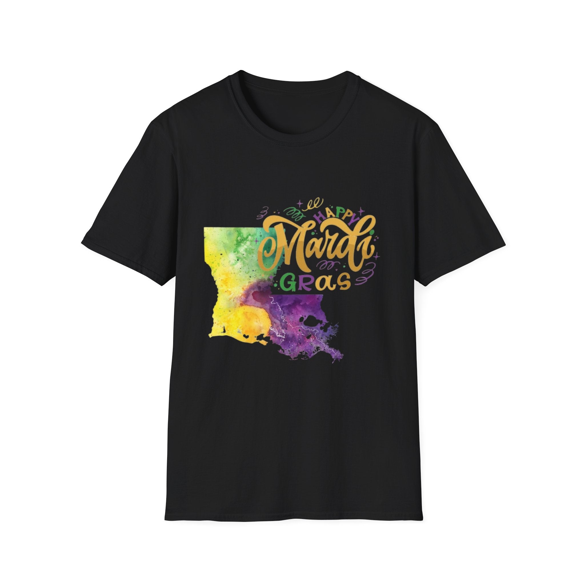 Mardi Gras Louisiana Watercolor T-Shirt — Happy Mardi Gras Celebration Tee