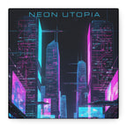 Neon Utopia Cyberpunk Cityscape, Matte Canvas