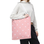Pink Heart Pattern Tote Bag — Cute Pink AOP Shopper for Everyday Use