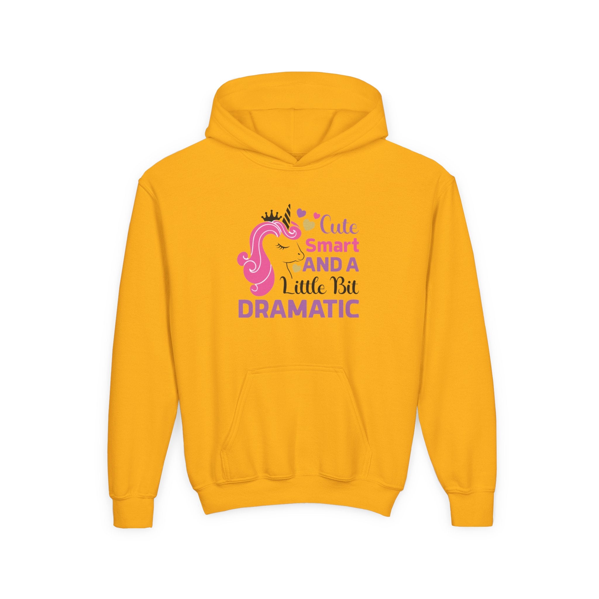 Youth Hoodie - "Cute Smart and a Little Bit Dramatic" Unicorn Pullover
