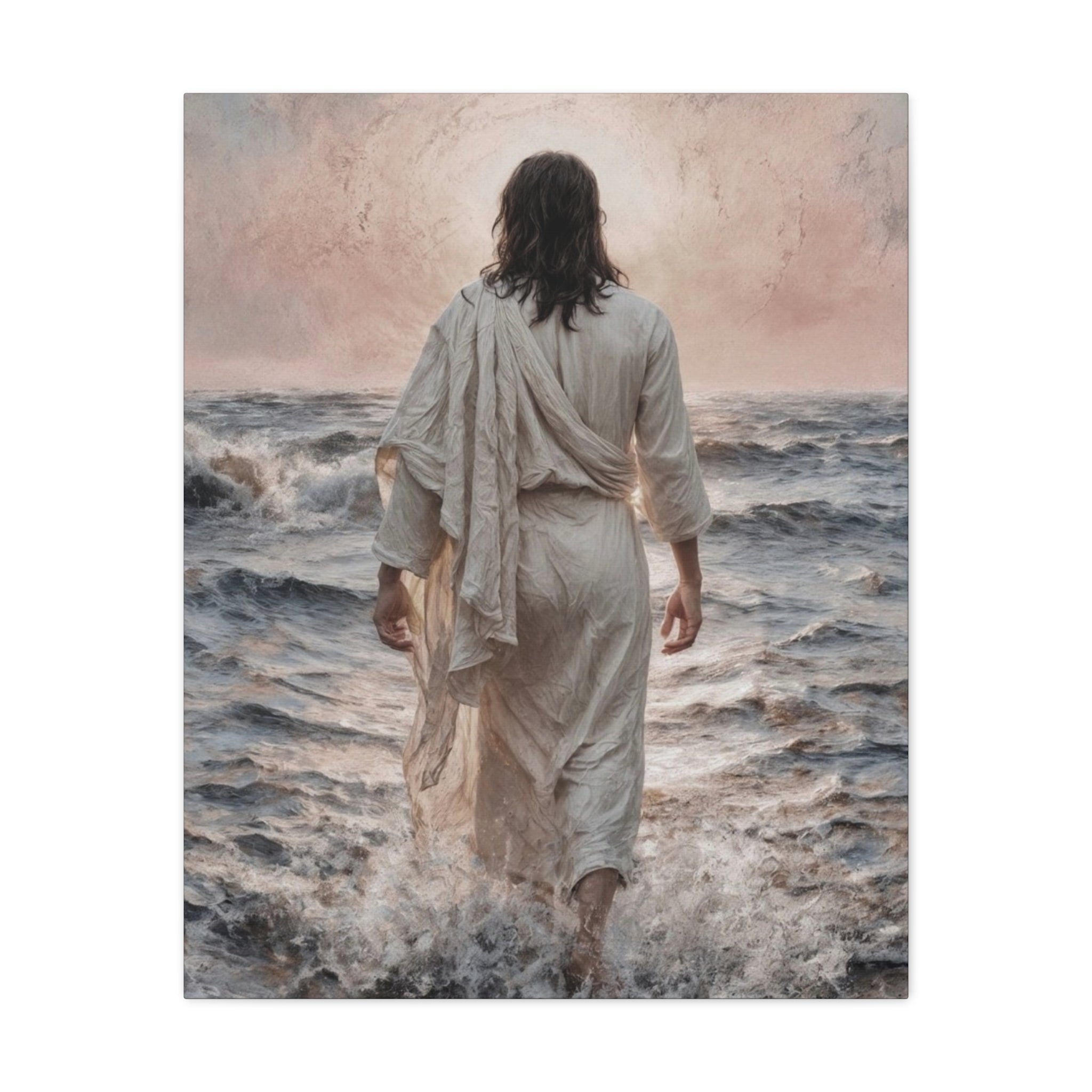 Jesus Walking on Water Matte Canvas Print