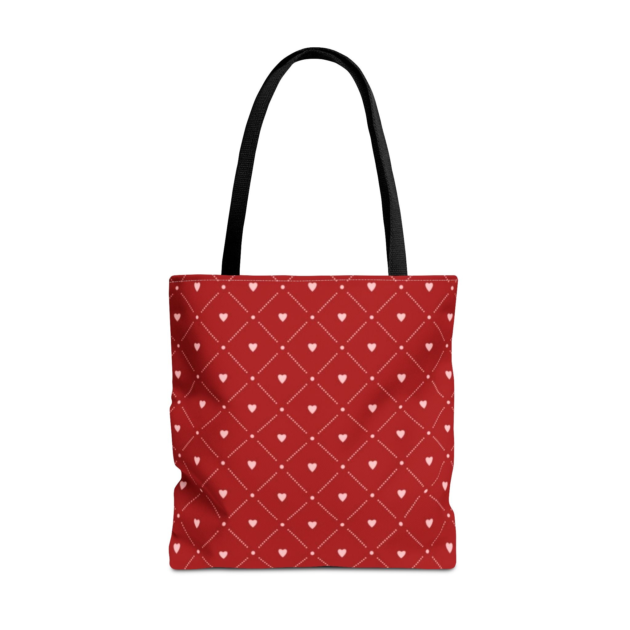 Valentine Red Diamond Heart Tote Bag — All-Over Print Canvas Shopper