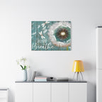 Canvas Wall Art — "Just Breathe" Dandelion Rustic Teal