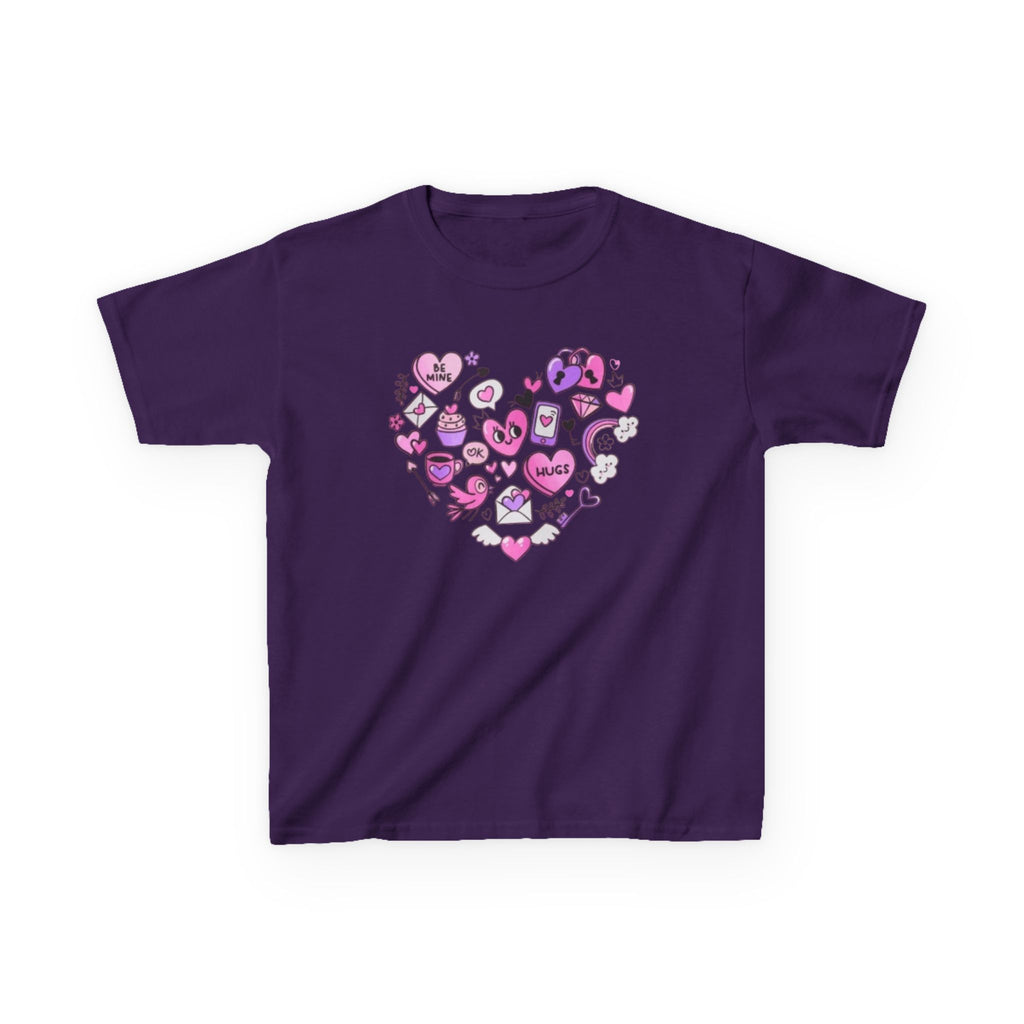 Kids Heart Doodle Tee — Cute Pink Valentine Heart Graphic Shirt