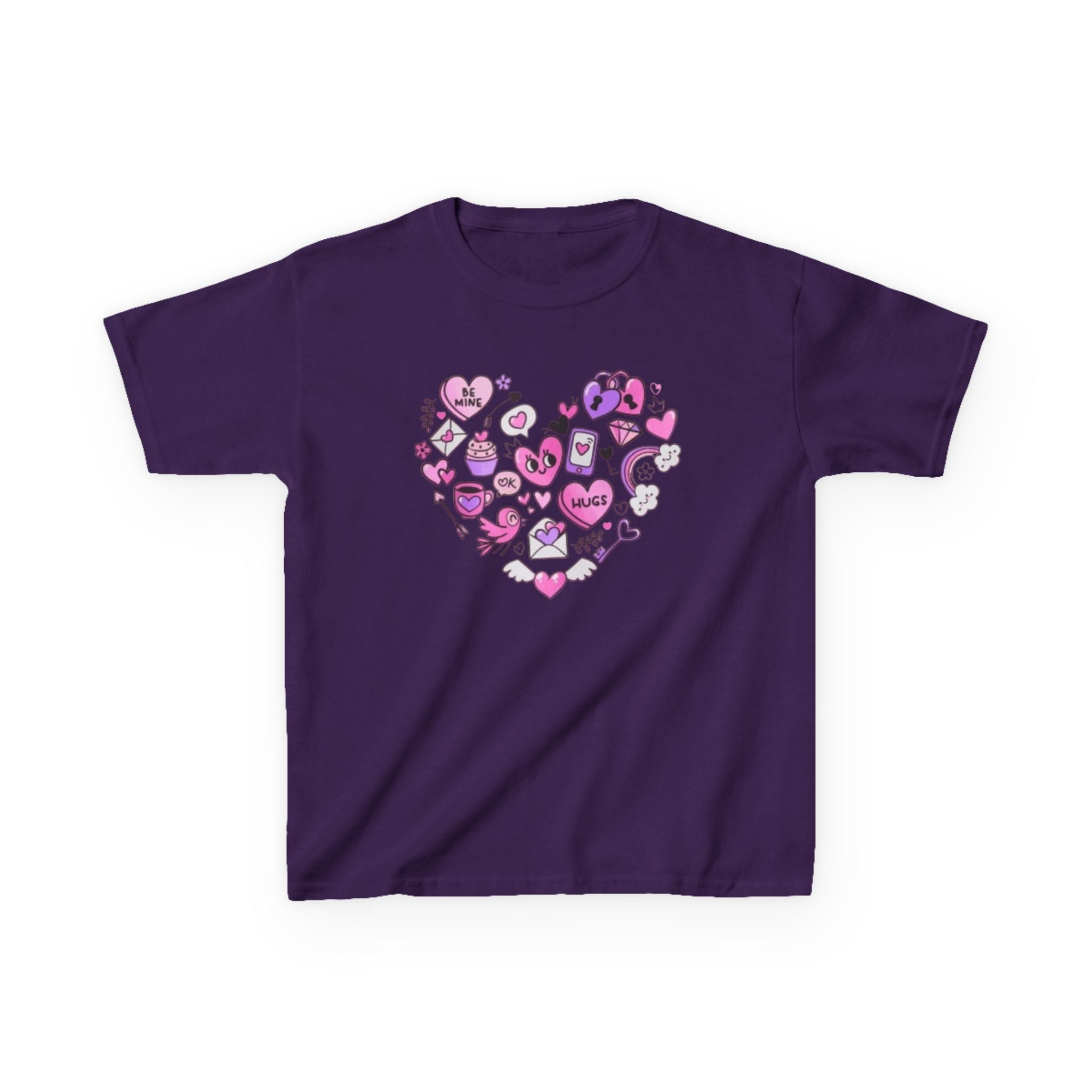 Kids Heart Doodle Tee — Cute Pink Valentine Heart Graphic Shirt