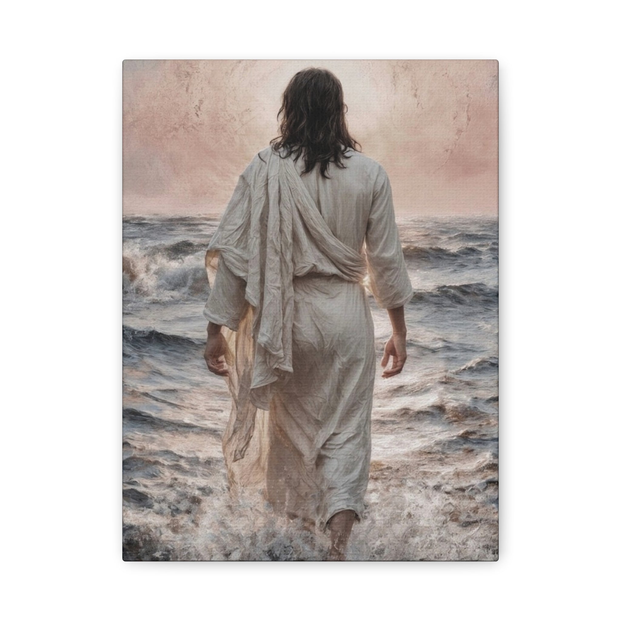 Jesus Walking on Water Matte Canvas Print