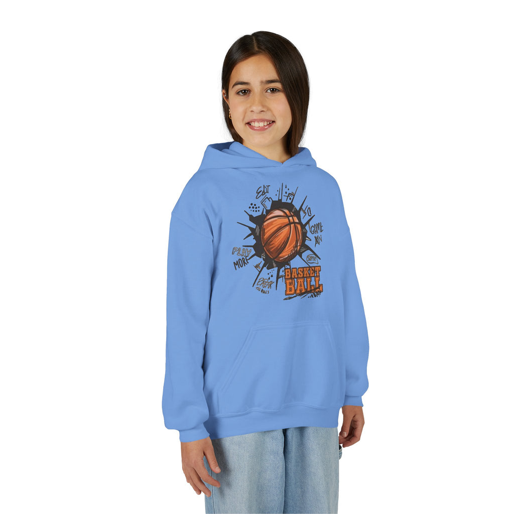 Youth Basketball Hoodie – "Basket Ball" Graphic Pullover for Kids