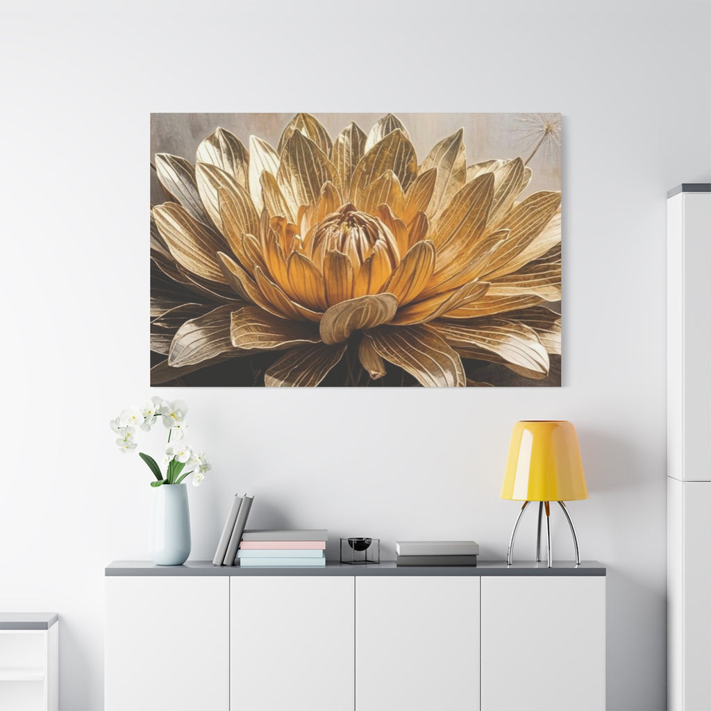 Golden Dahlia Matte Canvas Wall Art — Stretched 1.25"