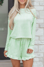 Mint Plaid 2pcs Lounge Set