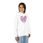 Youth Heart Doodle Hoodie — Pink Valentine Love Graphic Sweatshirt