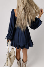 Navy Long Sleeve Mini Dress