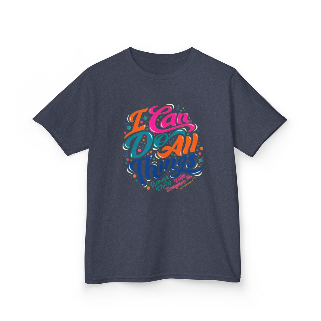 Kids T‑Shirt — "I Can Do All Things" Inspirational Rainbow Tee