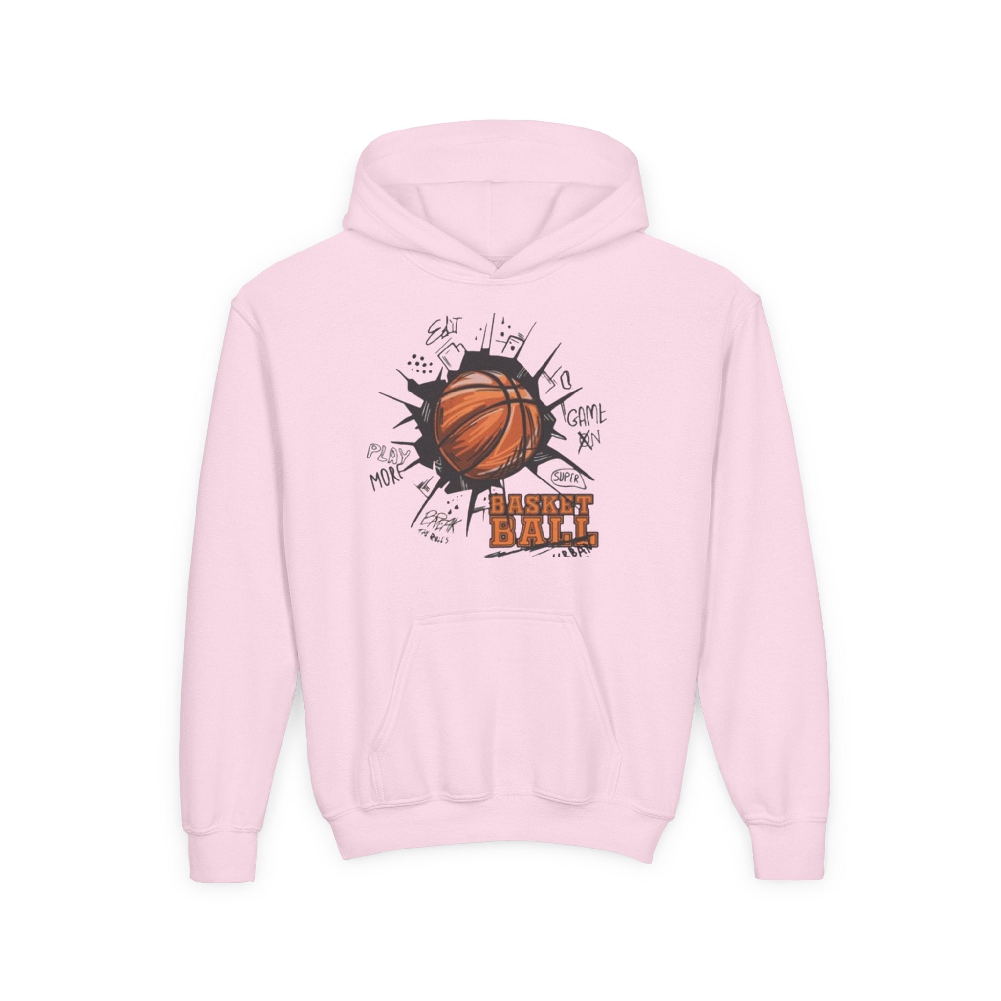 Youth Basketball Hoodie – "Basket Ball" Graphic Pullover for Kids