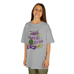 Kids Mardi Gras T-Shirt — Purple & Green Mask Design
