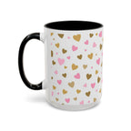 Pink & Gold Heart Accent Coffee Mug — Romantic Valentine’s Tea & Coffee Cup