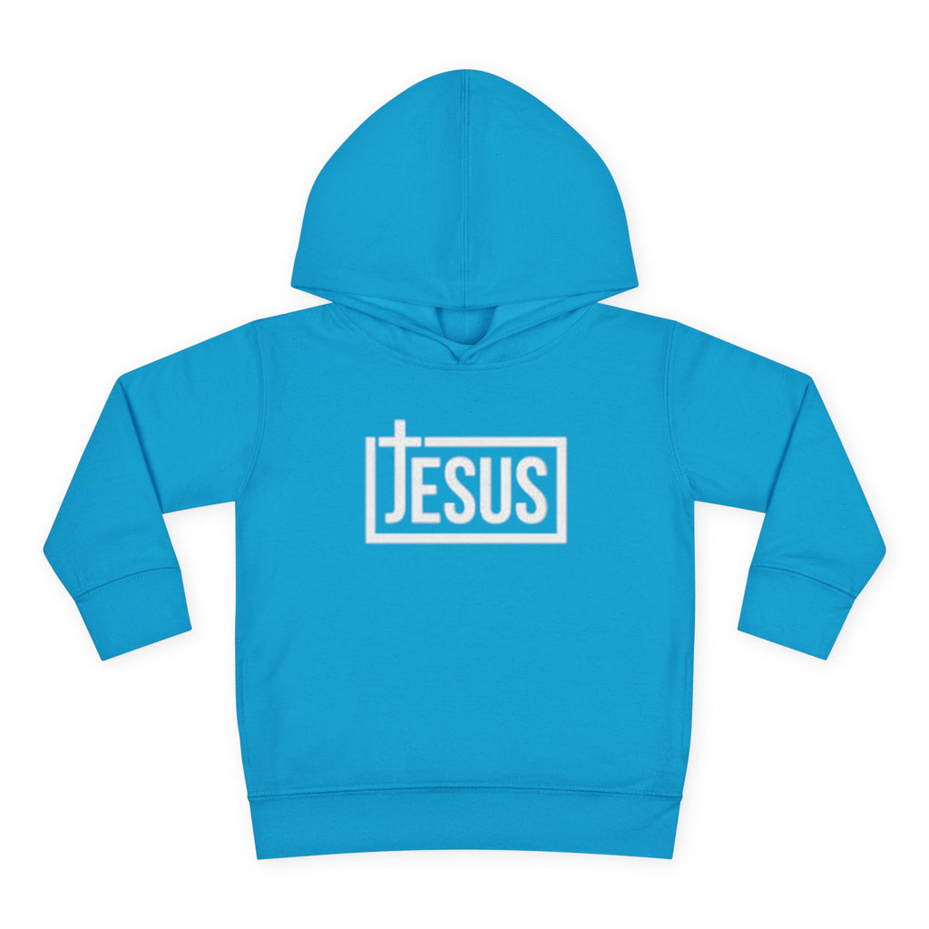 Toddler Jesus Hoodie – Kids Faith Pullover Fleece with 'JESUS' Box Logo