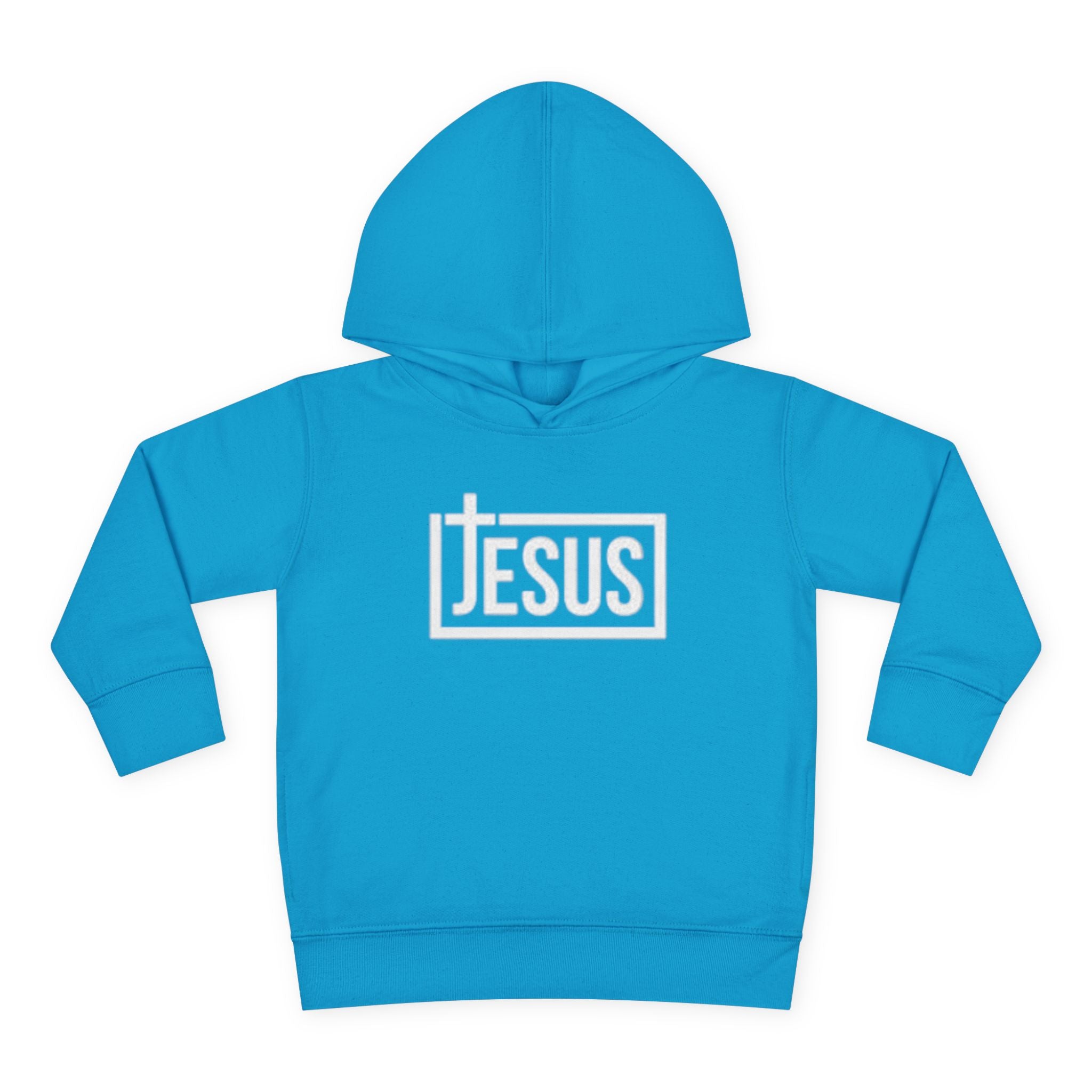 Toddler Jesus Hoodie – Kids Faith Pullover Fleece with 'JESUS' Box Logo