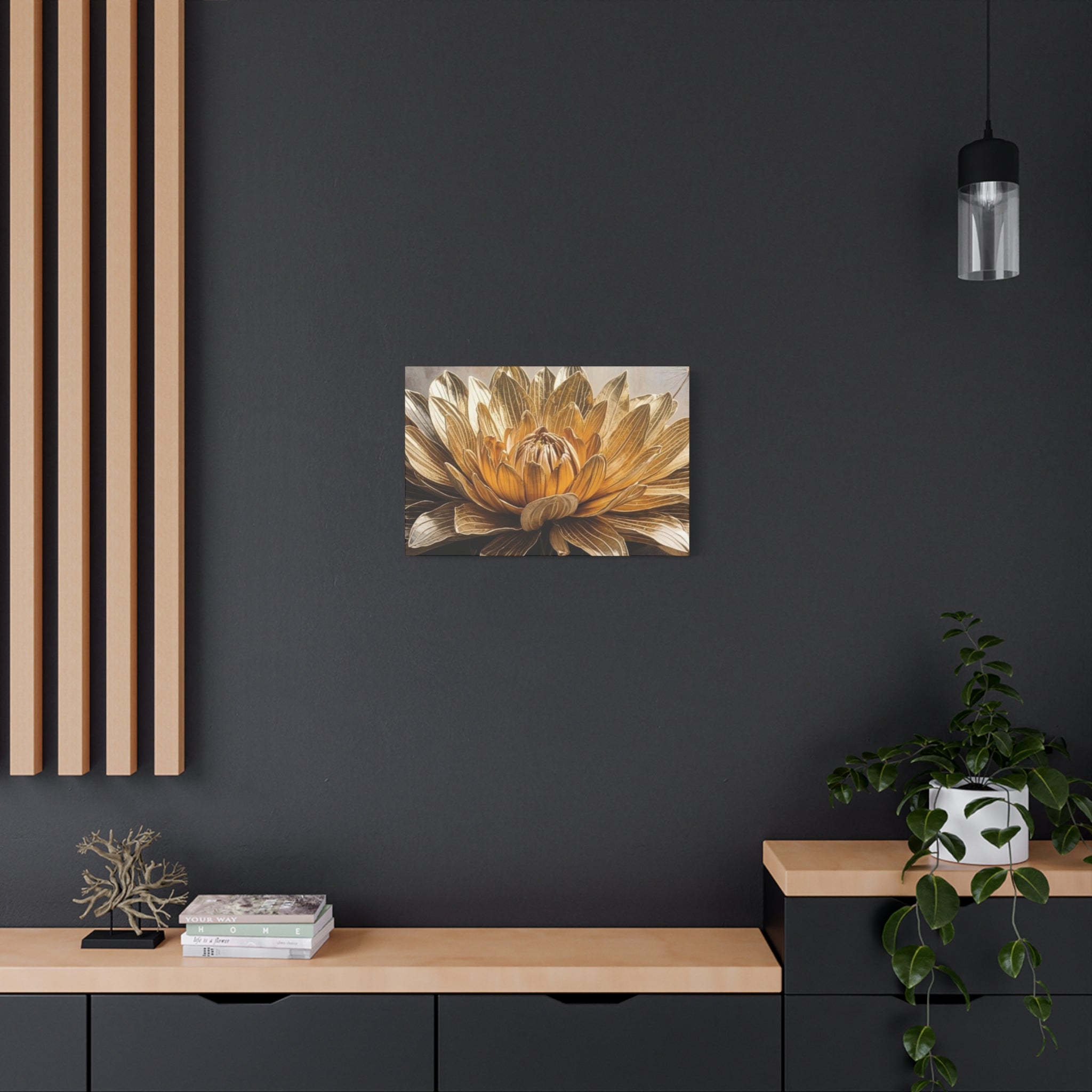 Golden Dahlia Matte Canvas Wall Art — Stretched 1.25"