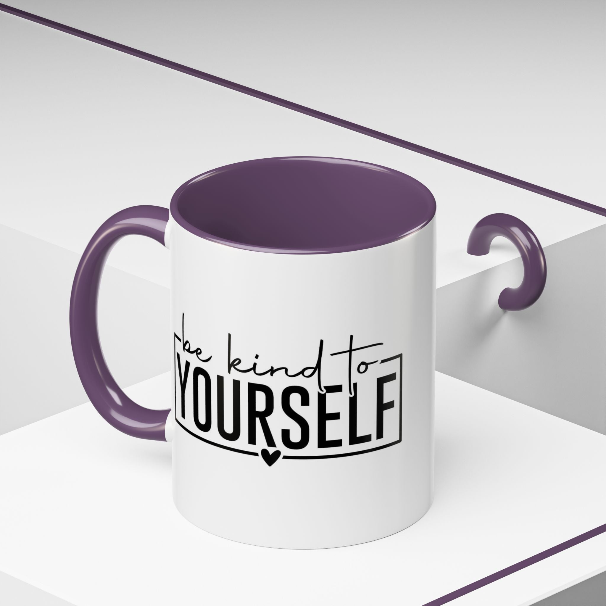 Be Kind To Yourself Accent Coffee Mug — Motivational Self-Care Tea Cup (11/15 oz)