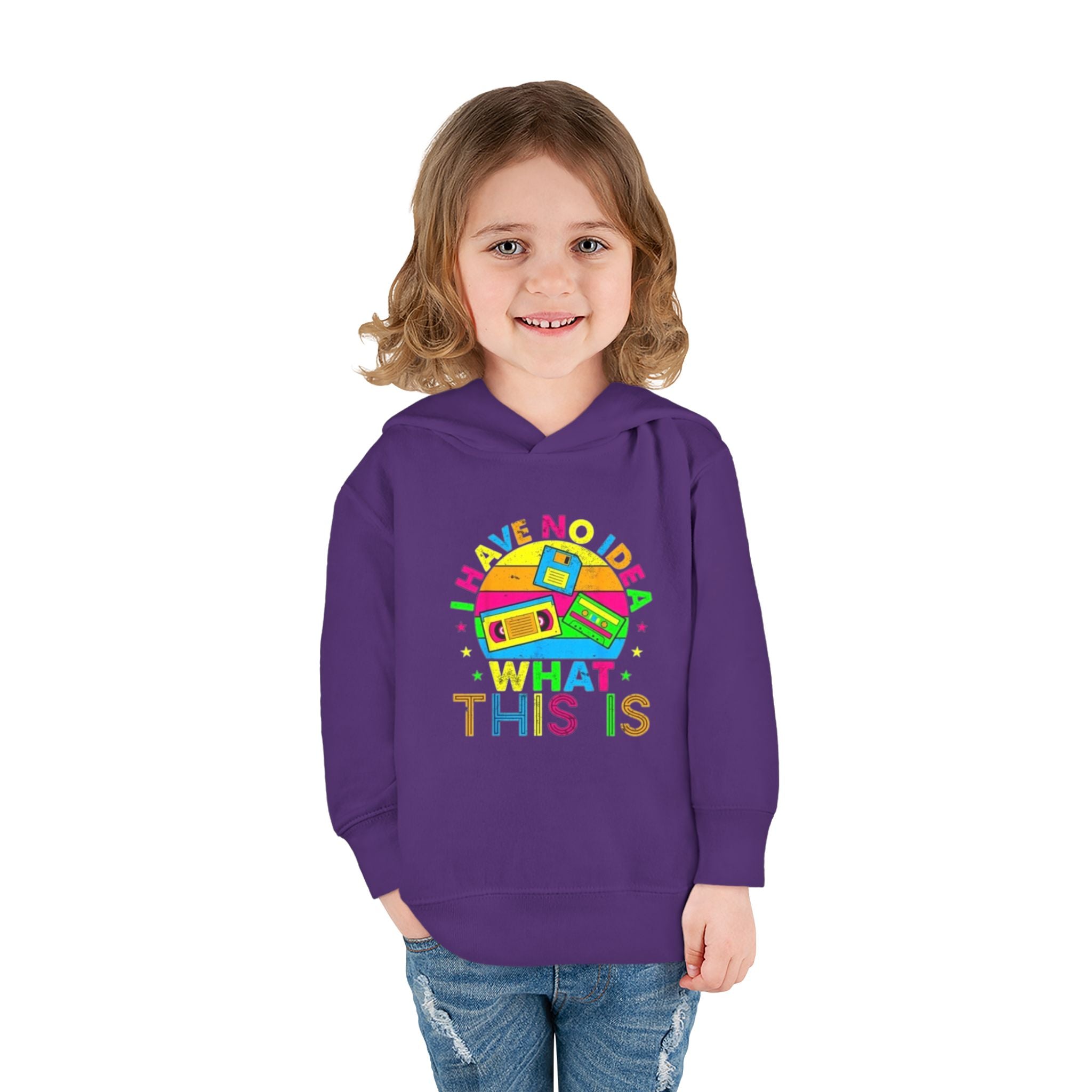 Toddler Hoodie — "I Have No Idea What This Is" Colorful Toy Graphic