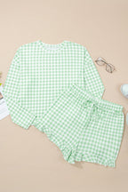 Mint Plaid 2pcs Lounge Set