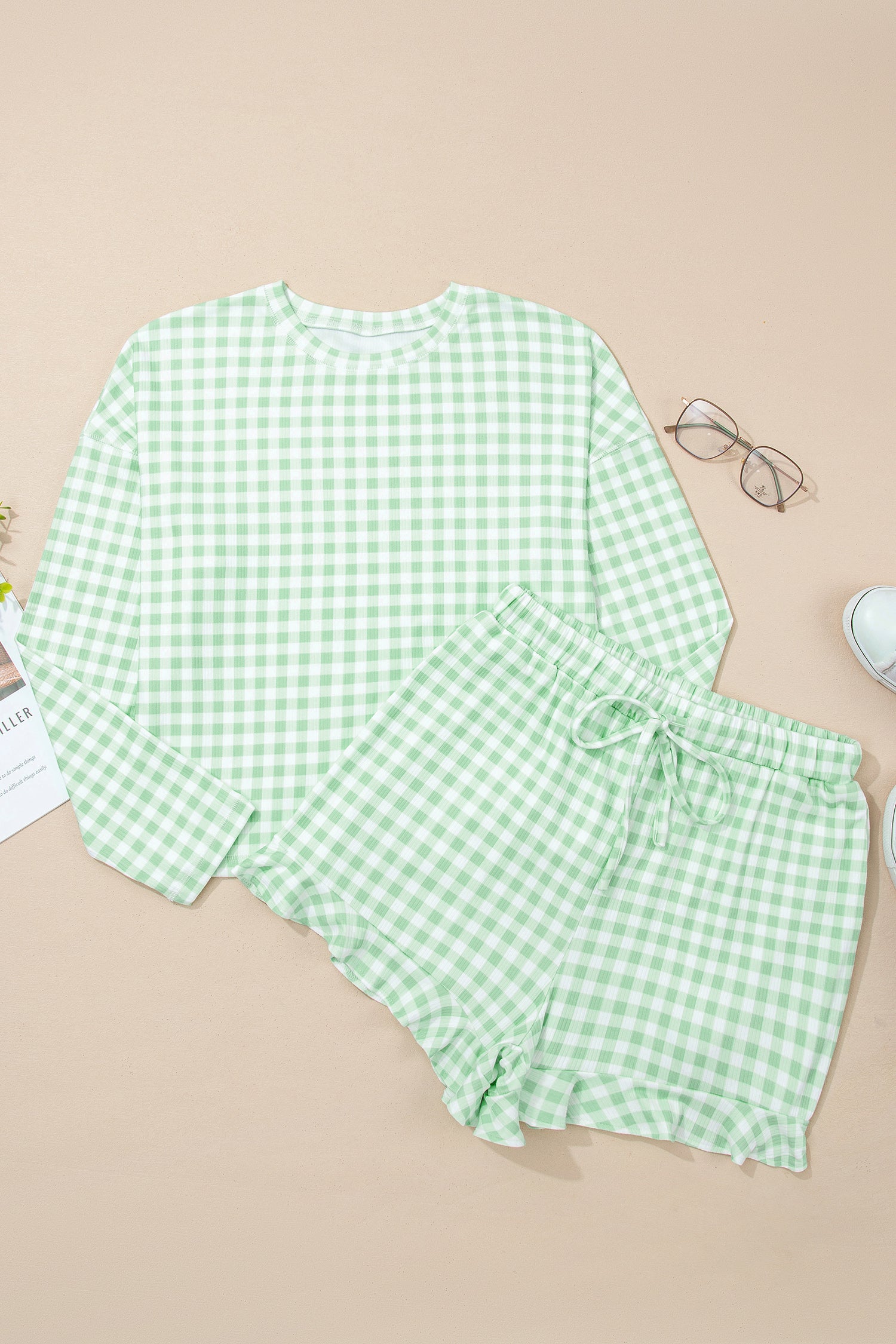 Mint Plaid 2pcs Lounge Set