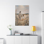 Jesus and Child Walking in Field Canvas Art - Religious Wall Decor