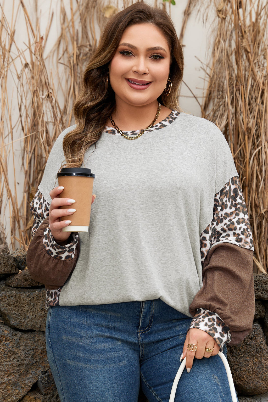 Leopard Patchwork PLUS Sweatshirt