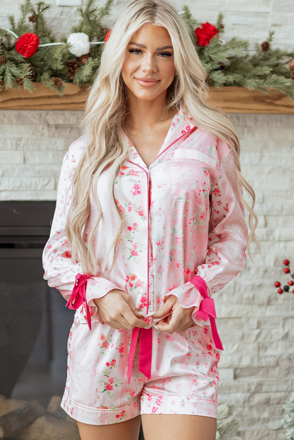 Paisley Tie Floral 2pcs Pajama Set