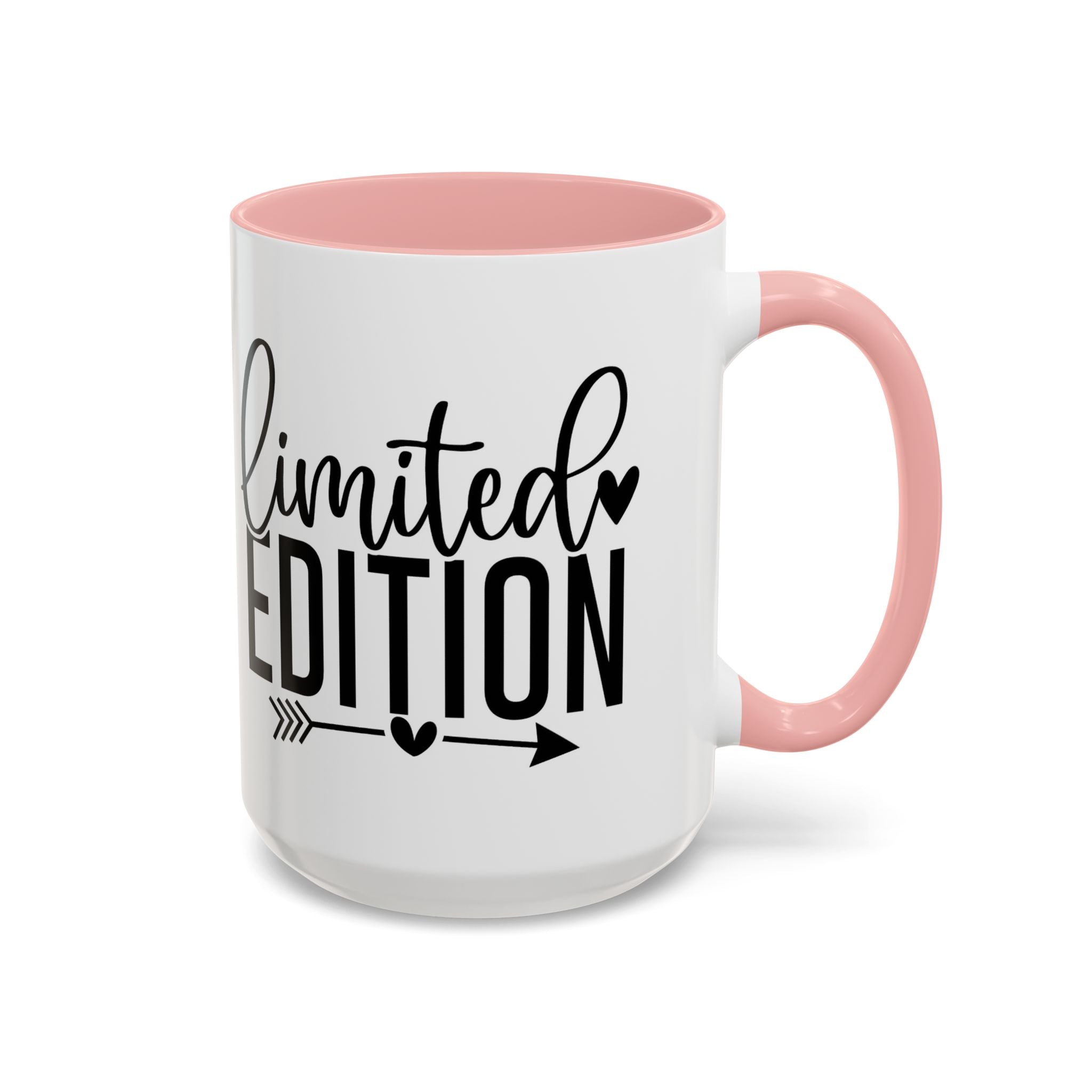 Limited Edition Accent Coffee Mug — Pink Interior, 'Limited Edition' Graphic (11/15oz)