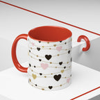 Heart Garland Accent Coffee Mug — Pink & Gold Valentine Ceramic