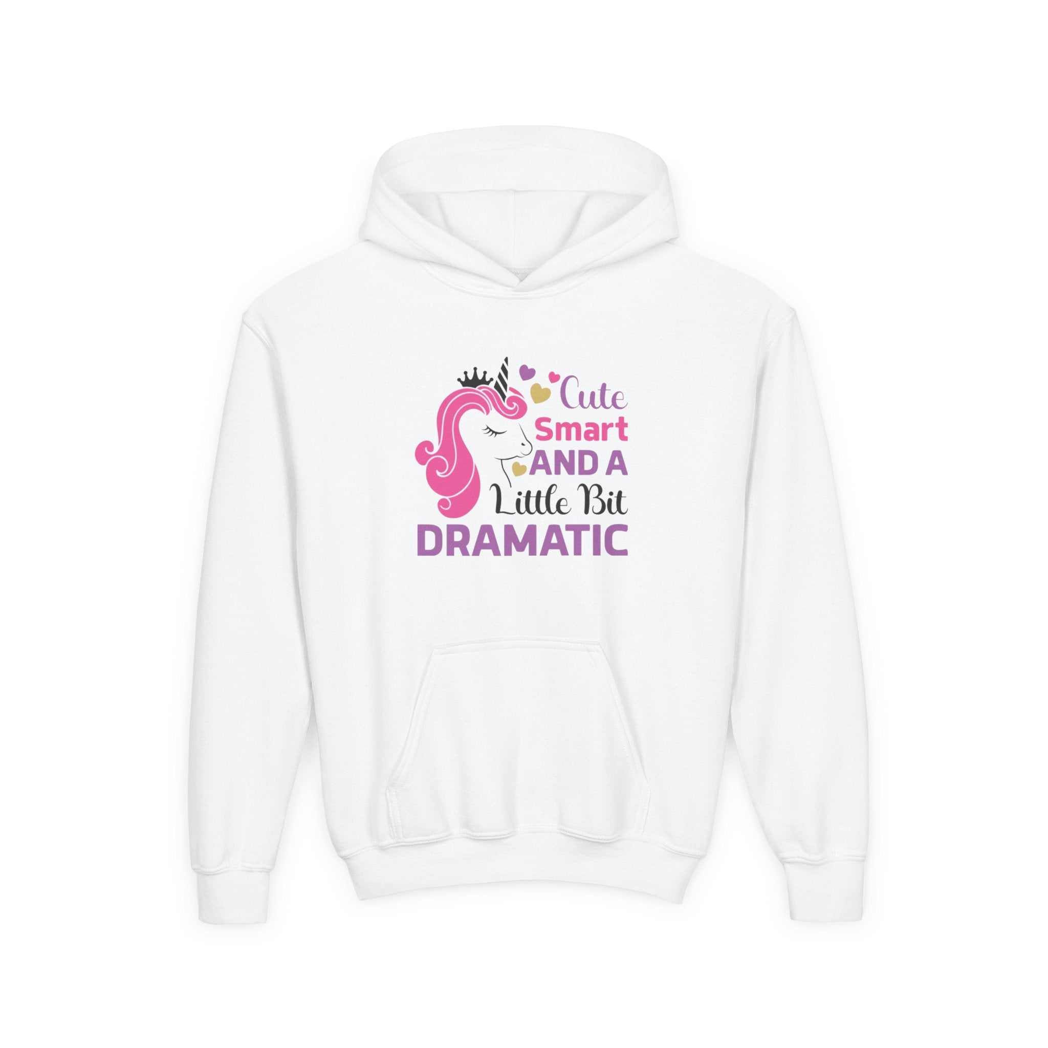 Youth Hoodie - "Cute Smart and a Little Bit Dramatic" Unicorn Pullover