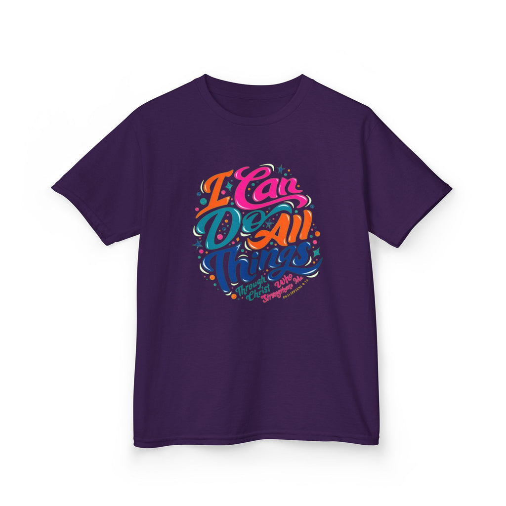 Kids T‑Shirt — "I Can Do All Things" Inspirational Rainbow Tee