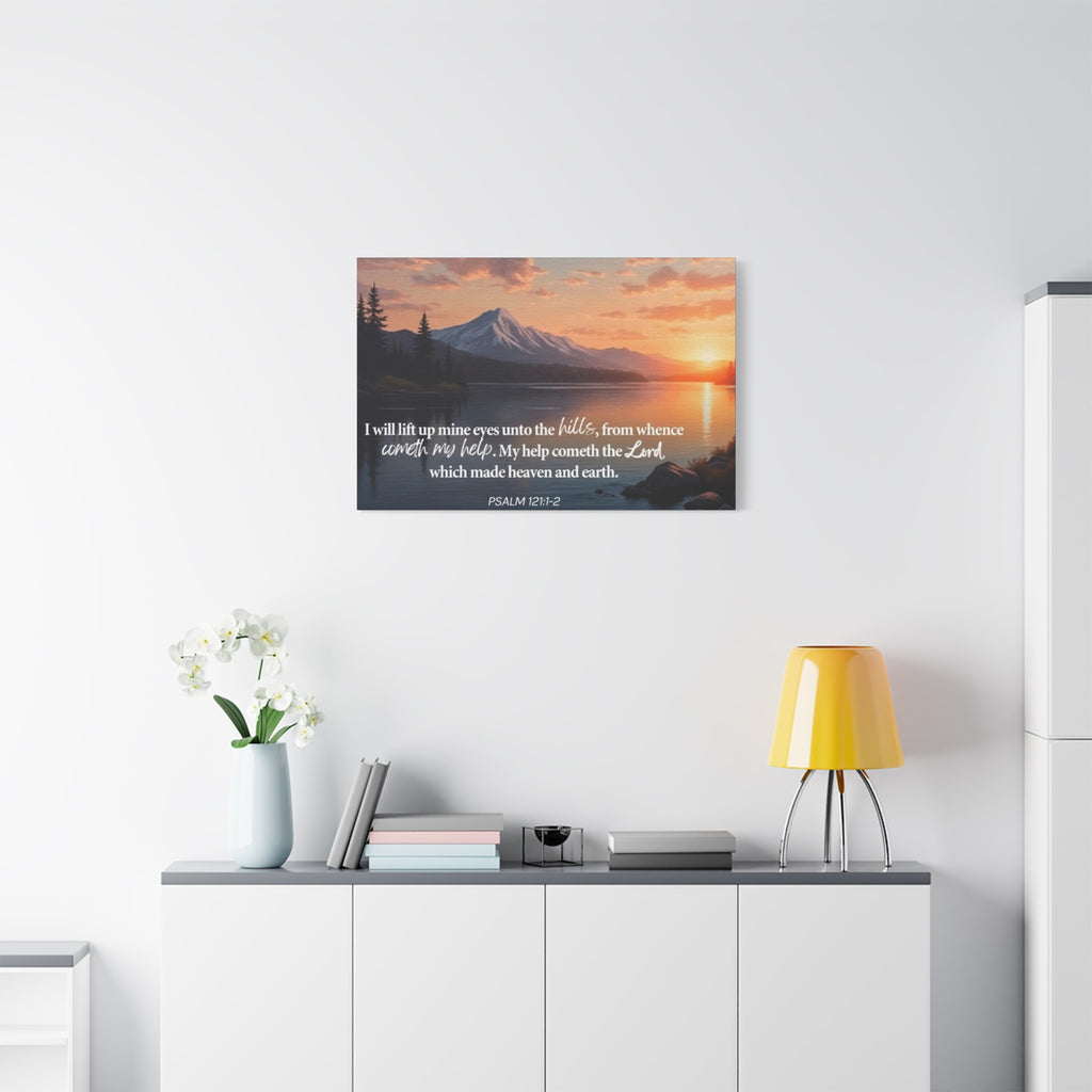 Psalm 121 Canvas Wall Art — "I Will Lift Up Mine Eyes unto the Hills" Inspirational Landscape