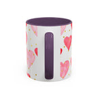 Pink Watercolor Hearts Accent Coffee Mug — Romantic Valentine’s Day Gift