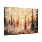 Canvas Wall Art - Misty Pine Forest Sunrise Matte Stretched Canvas