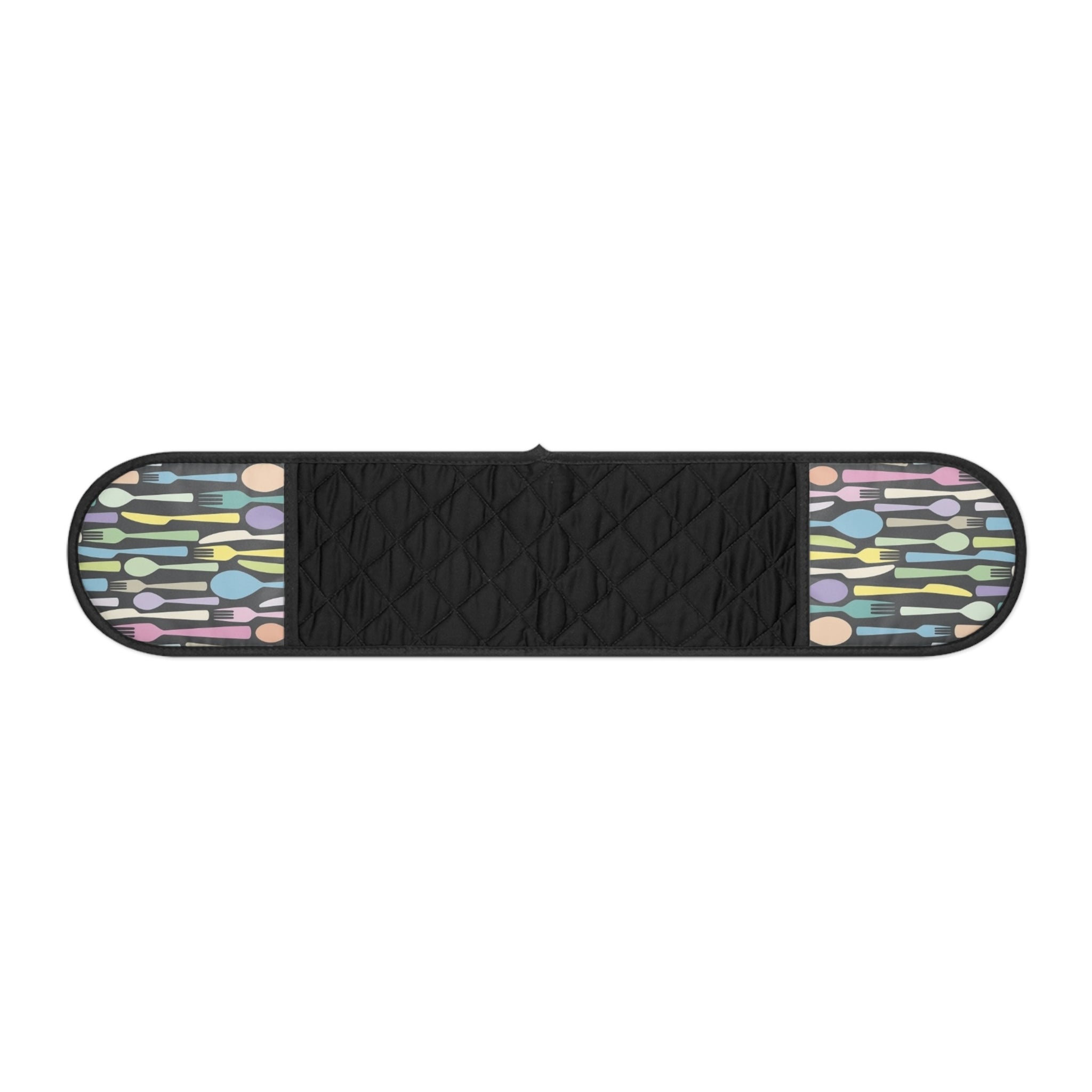 Double Oven Mitts Protector - Pastel Spoon & Fork Kitchen Heat-Resistant Handle Cover