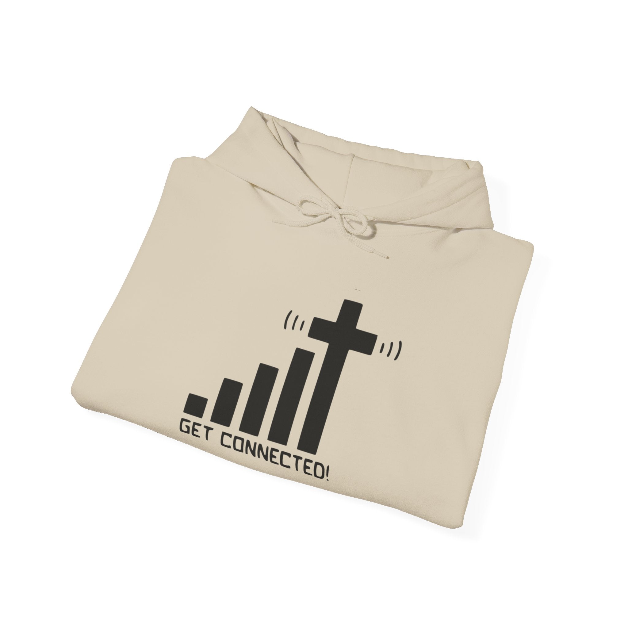 Christian Faith Hoodie — "Get Connected" Signal Bars Cross Design