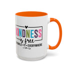 Kindness Is Free Accent Coffee Mug — Inspirational Pink Interior 11/15oz