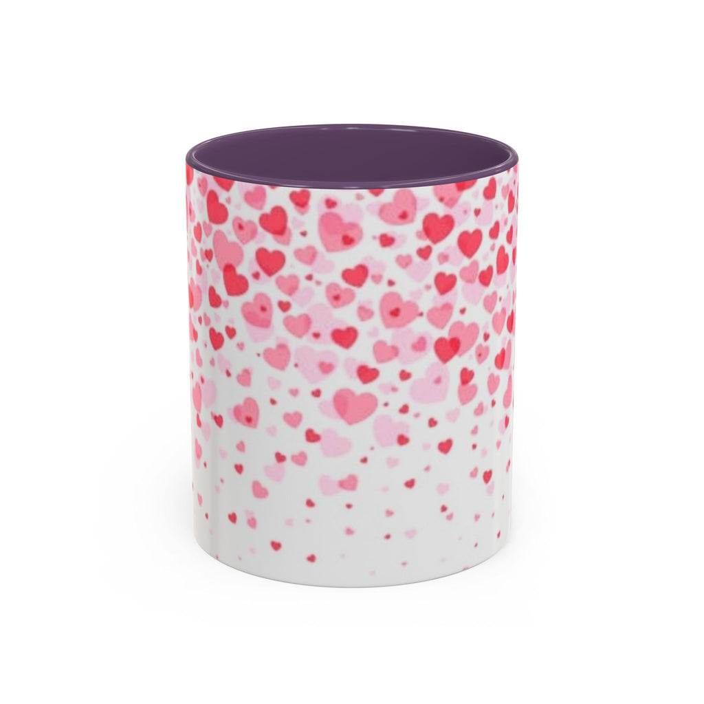 Heart Confetti Accent Coffee Mug — Pink Valentine’s Day Gift (11/15oz)