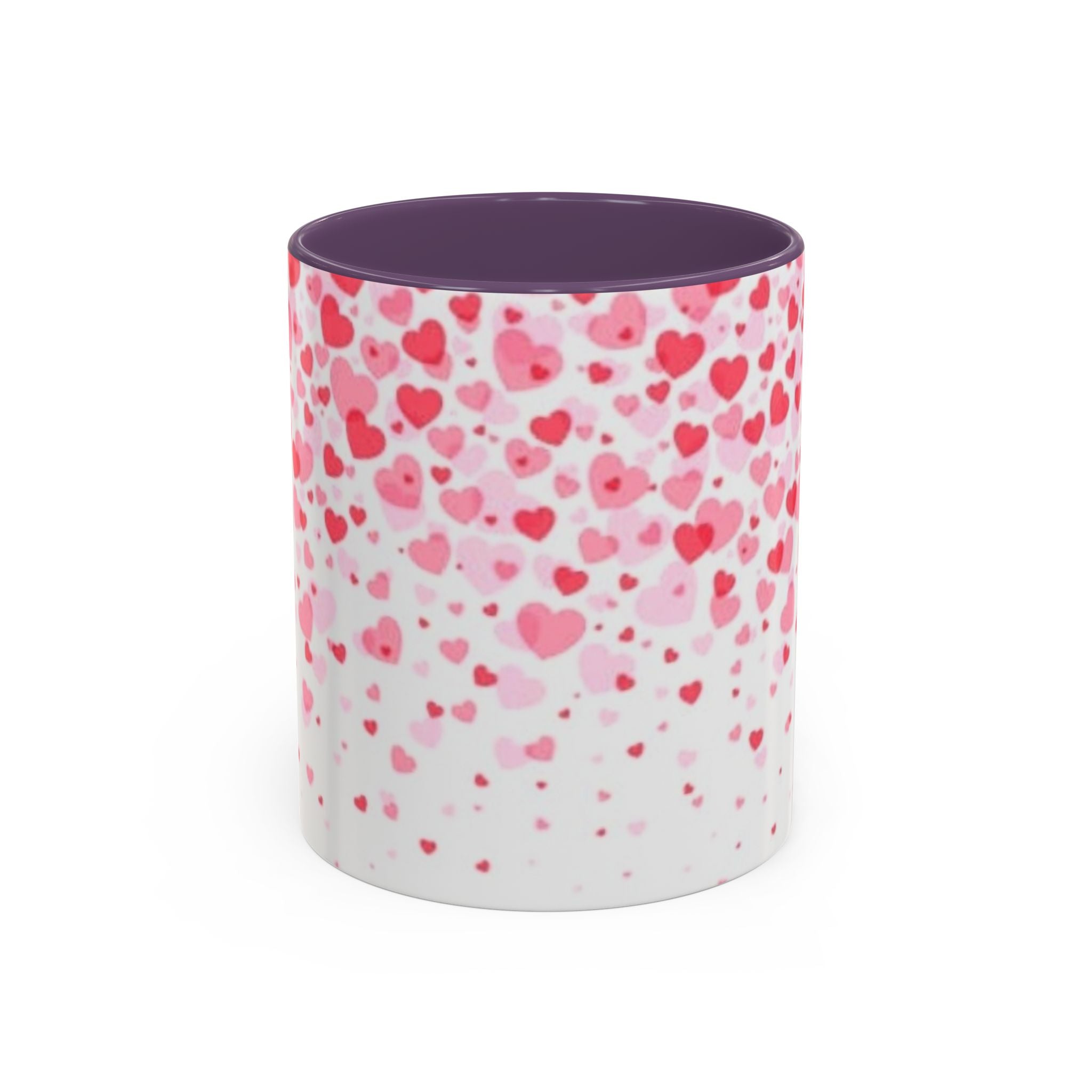 Heart Confetti Accent Coffee Mug — Pink Valentine’s Day Gift (11/15oz)