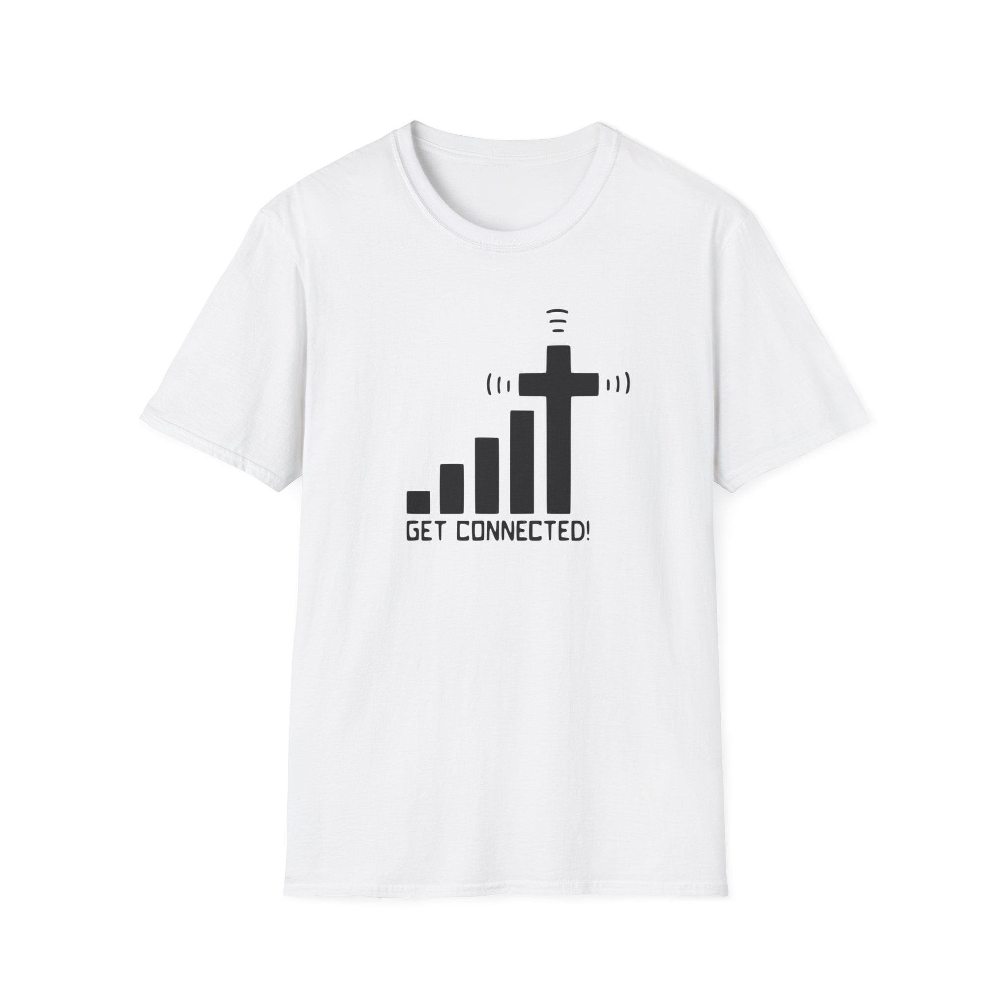 T-Shirt — "Get Connected" Signal Bars Cross Graphic