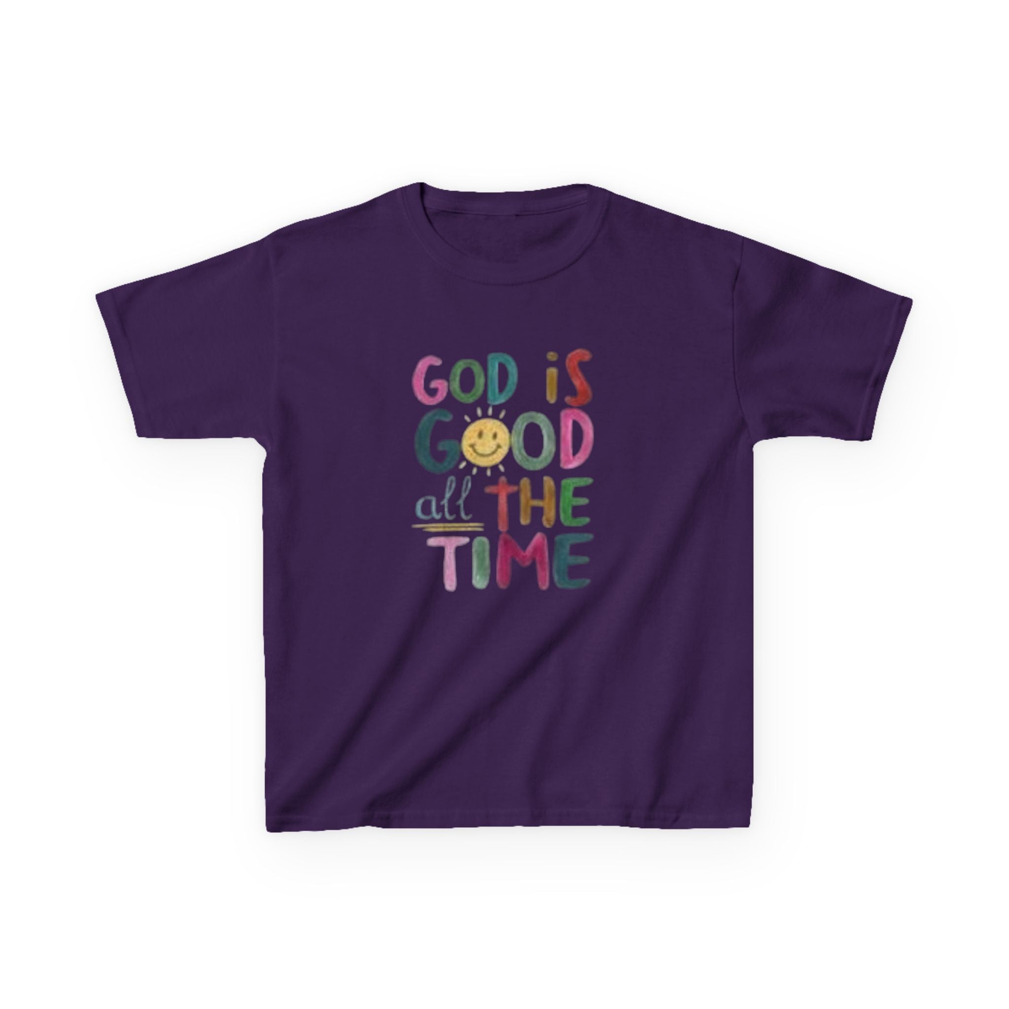 Kids Tee — "God Is Good All The Time" Colorful Faith Graphic