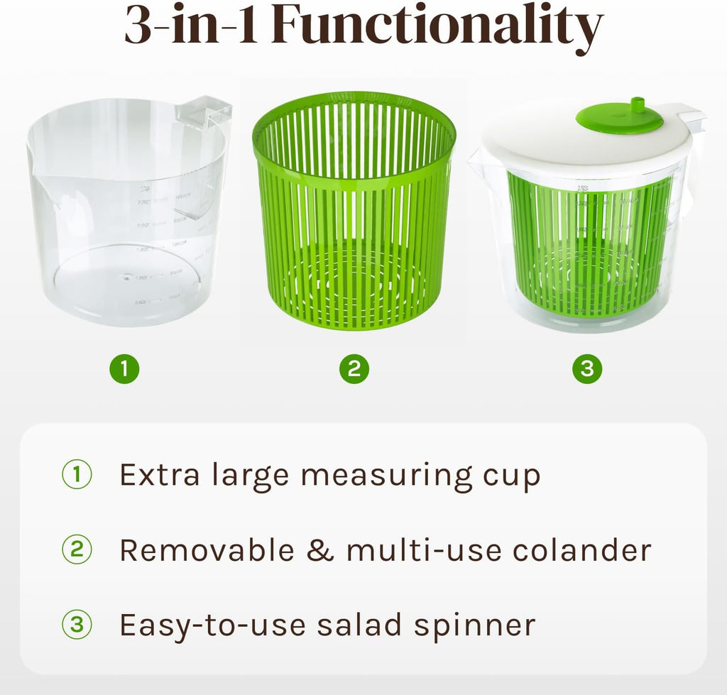Mini Salad Spinner and Dryer With Measuring Cup Bowl, Best Rated Lettuce Spinners Single Serve, Collander with Spinner, Vegetable Washing Basket