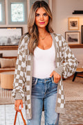 Checkered Drop Shoulder Cardigan