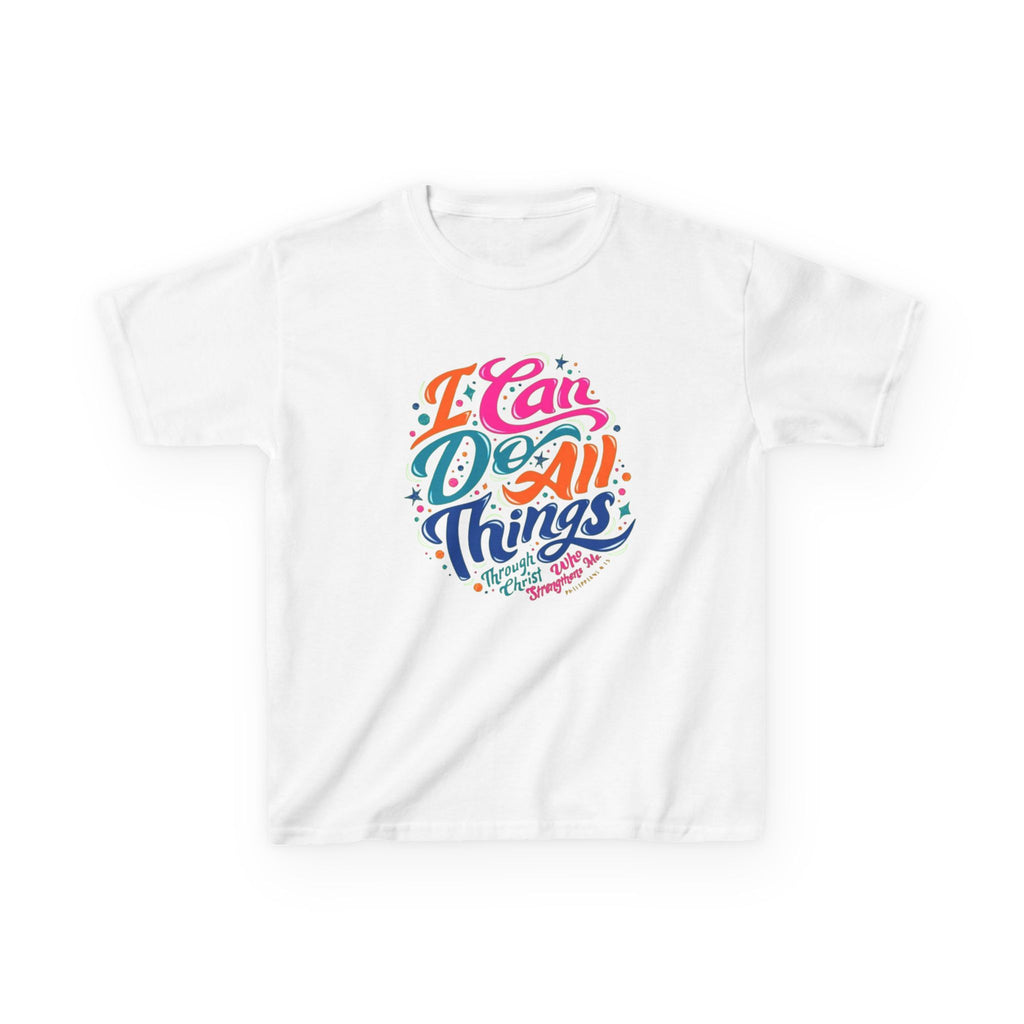 Kids T‑Shirt — "I Can Do All Things" Inspirational Rainbow Tee