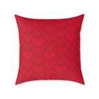 Red Heart Pattern Pillow - Valentine Decorative Square Throw Pillow